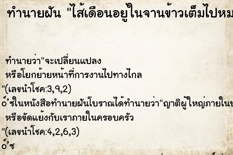 ทำนายฝัน ไส้เดือนอยู่ในจานข้าวเต็มไปหมด