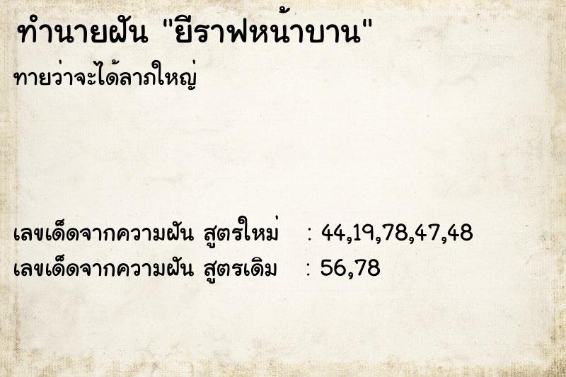 ทำนายฝันทำนายฝันยีราฟหน้าบาน