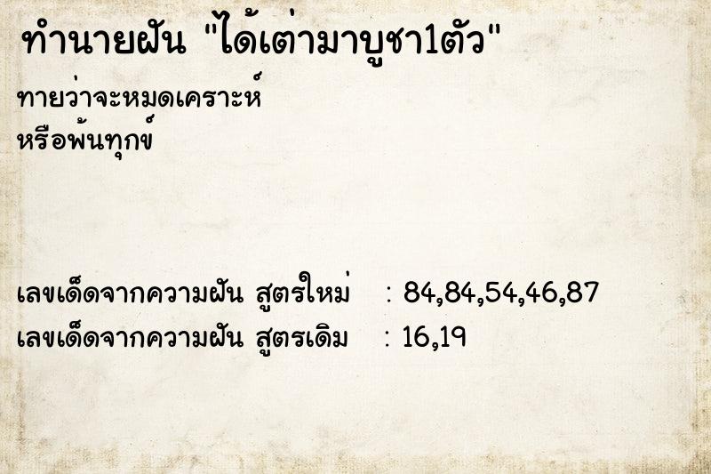 ทำนายฝันทำนายฝันได้เต่ามาบูชา1ตัว