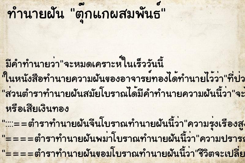 ทำนายฝัน ตุ๊กแกผสมพันธ์ ทำนายฝัน ตุ๊กแกผสมพันธ์