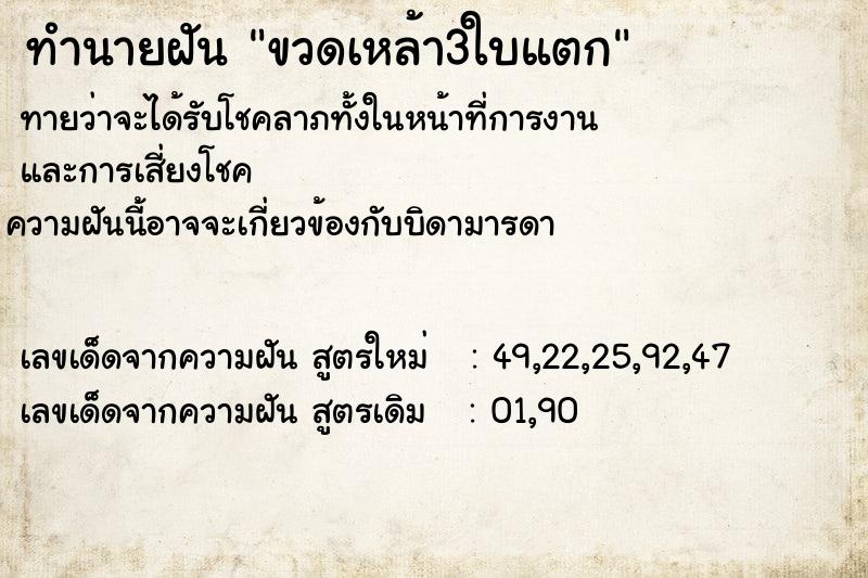 ทำนายฝันขวดเหล้า3ใบแตก ทำนายฝันทำนายฝันขวดเหล้า3ใบแตก