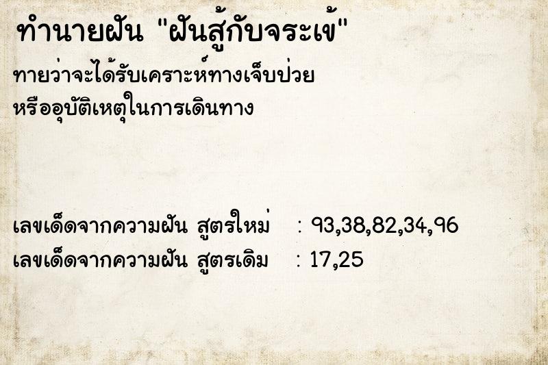 ทำนายฝันฝันสู้กับจระเข้ ทำนายฝันทำนายฝันฝันสู้กับจระเข้