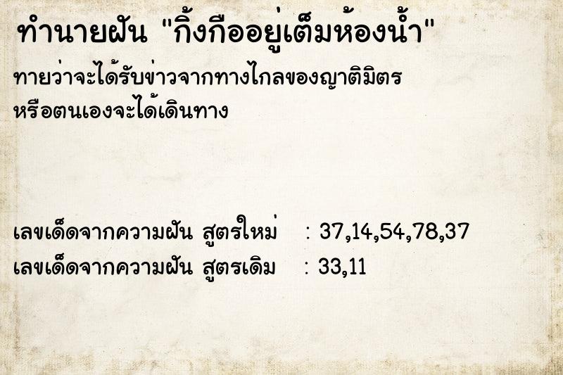 ทำนายฝันทำนายฝันกิ้งกืออยู่เต็มห้องน้ำ