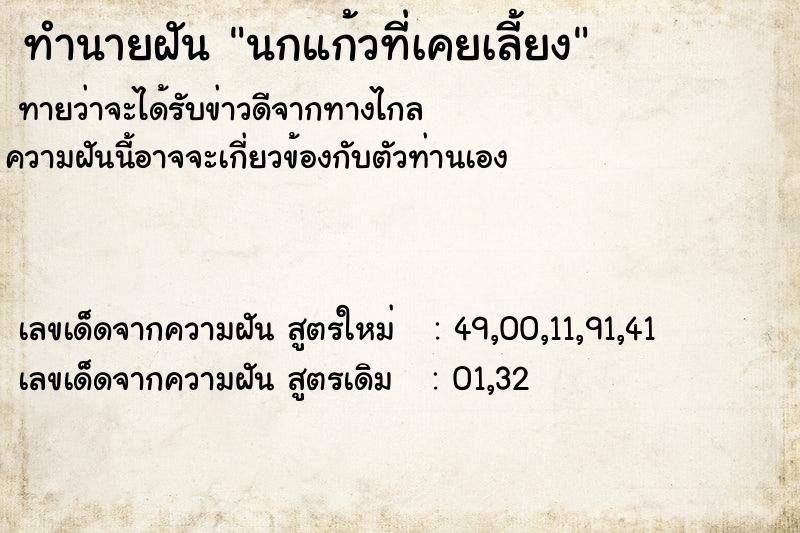ทำนายฝัน นกแก้วที่เคยเลี้ยง