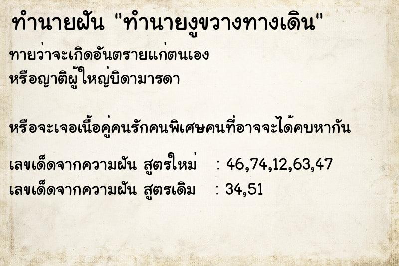 ทำนายฝันทำนายงูขวางทางเดิน ทำนายฝันทำนายฝันทำนายงูขวางทางเดิน
