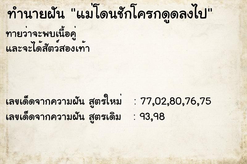 ทำนายฝันแม่โดนชักโครกดูดลงไป ทำนายฝันทำนายฝันแม่โดนชักโครกดูดลงไป