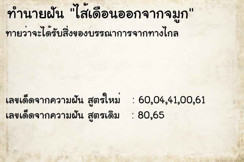 ทำนายฝัน ไส้เดือนออกจากจมูก