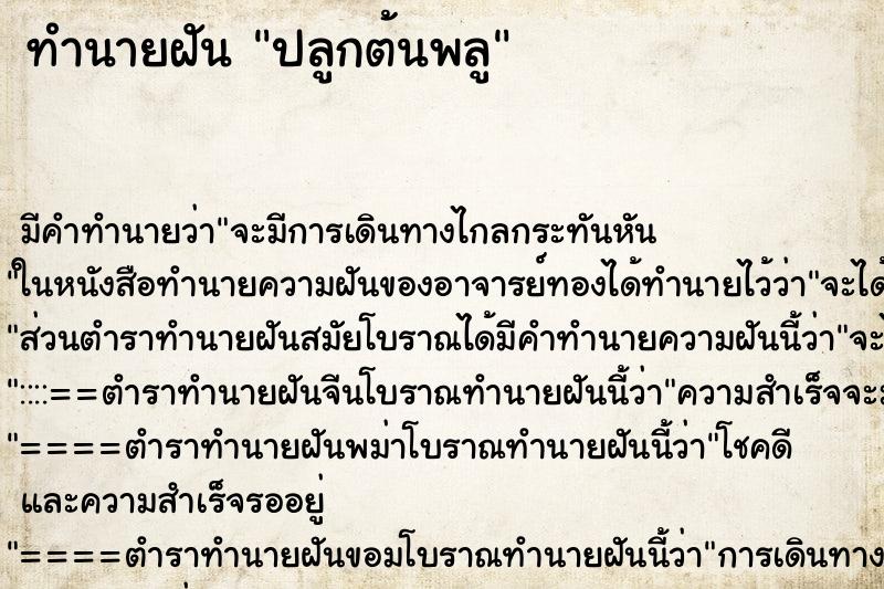 ทำนายฝัน ปลูกต้นพลู ทำนายฝัน ปลูกต้นพลู