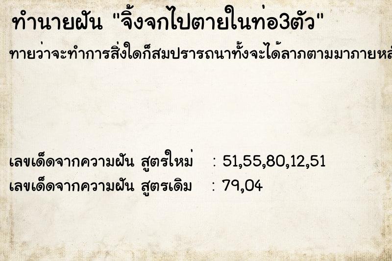 ทำนายฝันทำนายฝันจิ้งจกไปตายในท่อ3ตัว