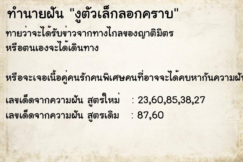 ทำนายฝันทำนายฝันงูตัวเล็กลอกคราบ