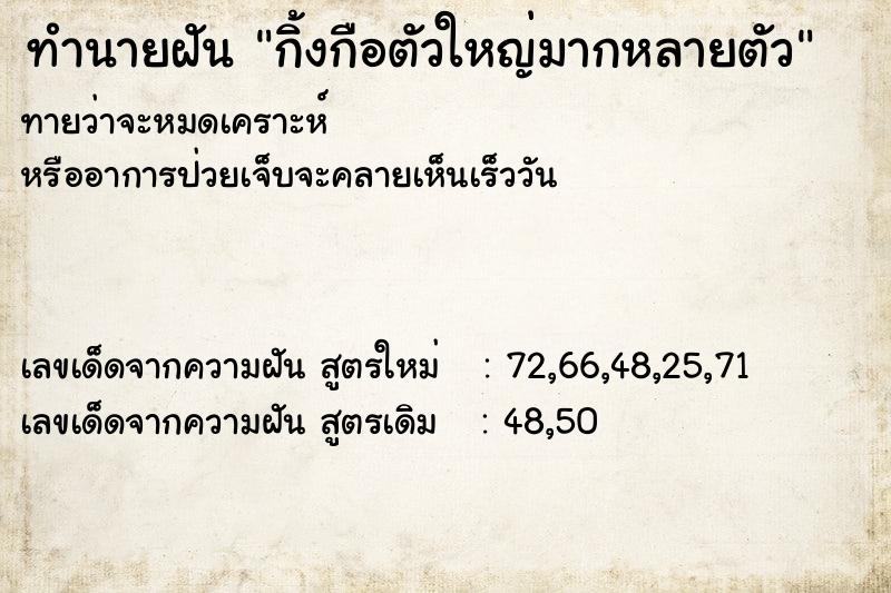 ทำนายฝันทำนายฝันกิ้งกือตัวใหญ่มากหลายตัว
