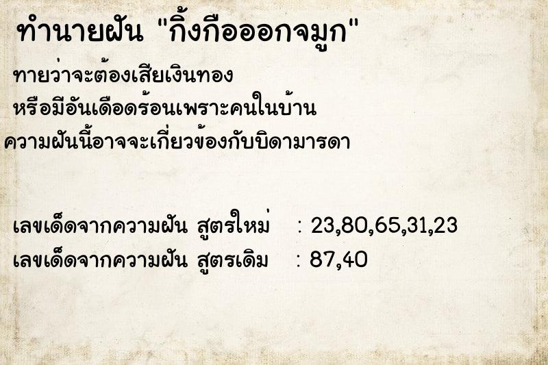 ทำนายฝัน กิ้งกือออกจมูก