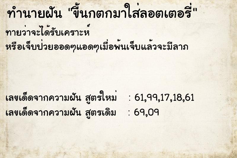 ทำนายฝัน ขี้นกตกมาใส่ลอตเตอรี่ ทำนายฝัน ขี้นกตกมาใส่ลอตเตอรี่