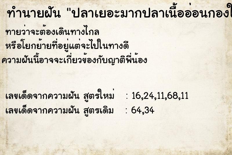 ทำนายฝันทำนายฝันปลาเยอะมากปลาเนื้ออ่อนกองใหญ่มาก