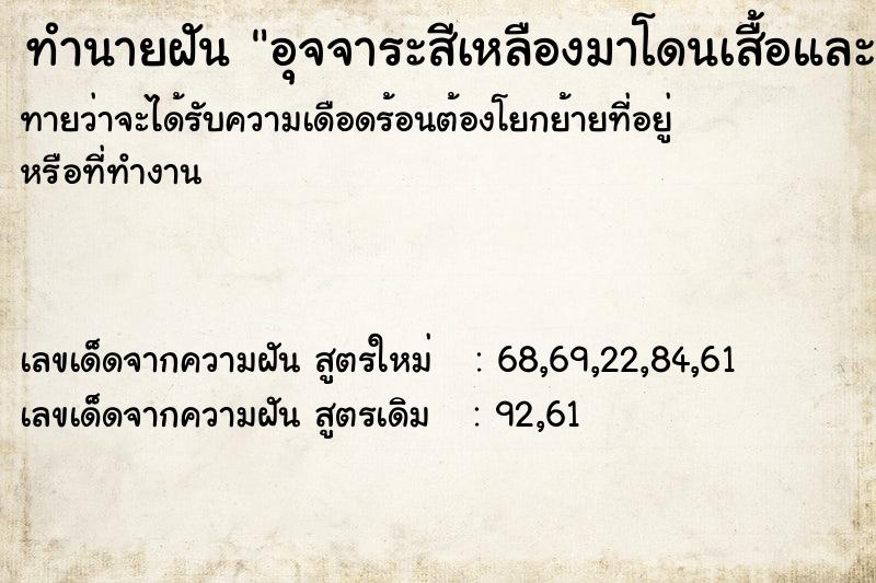 ทำนายฝันทำนายฝันอุจจาระสีเหลืองมาโดนเสื้อและกระโปรงเรา