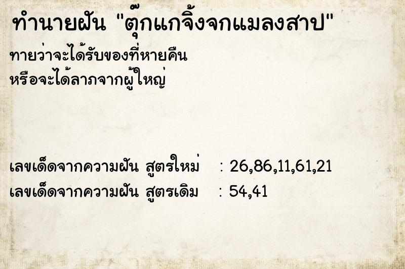 ทำนายฝันทำนายฝันตุ๊กแกจิ้งจกแมลงสาป