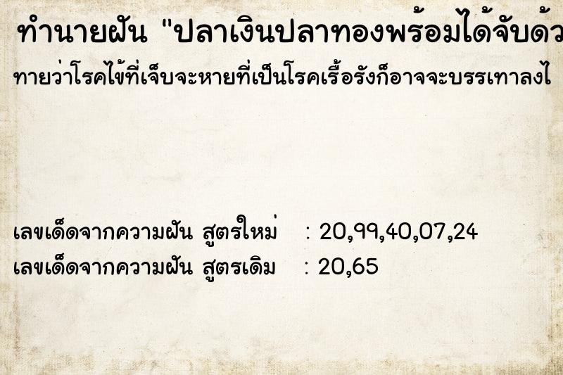 ทำนายฝันปลาเงินปลาทองพร้อมได้จับด้วย ทำนายฝันทำนายฝันปลาเงินปลาทองพร้อมได้จับด้วย