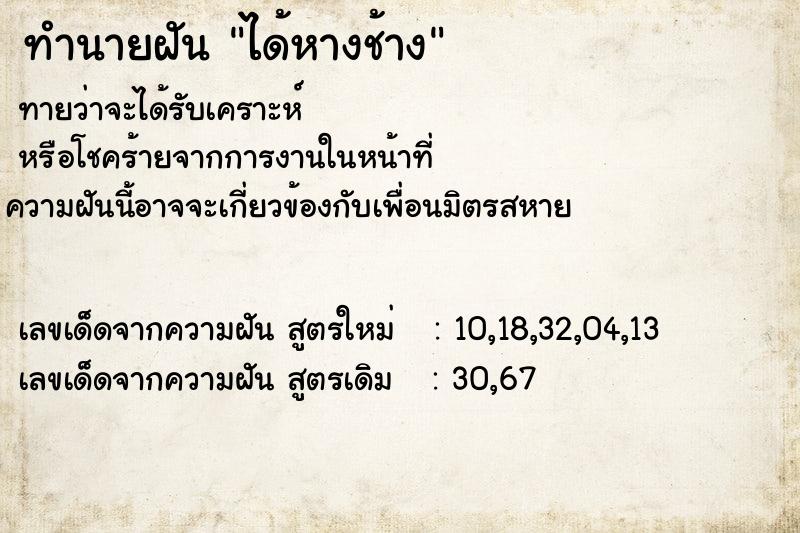 ทำนายฝันทำนายฝันได้หางช้าง