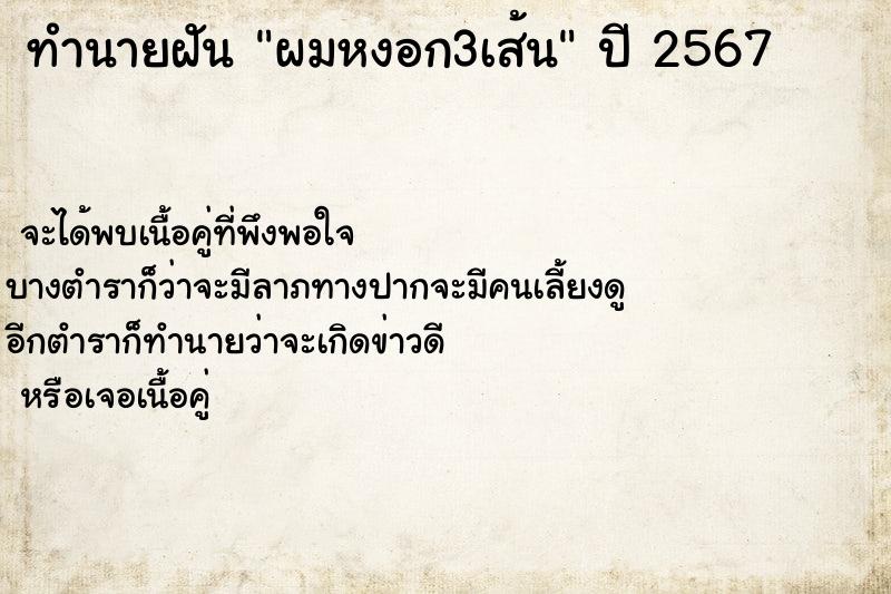 ทำนายฝันทำนายฝันผมหงอก3เส้น