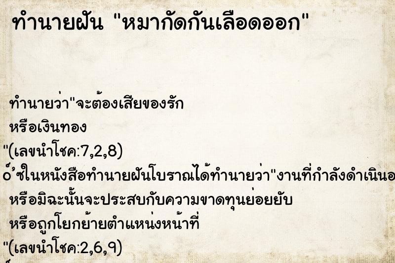 ทำนายฝัน หมากัดกันเลือดออก ตำราโบราณ แม่นที่สุดในโลก