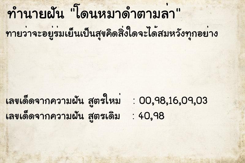 ทำนายฝันทำนายฝันโดนหมาดำตามล่า