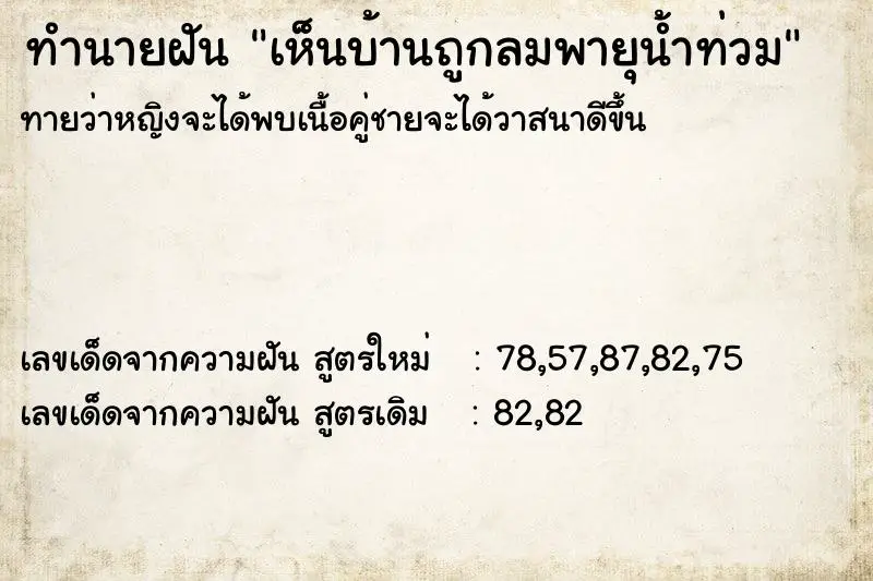 ทำนายฝัน เห็นบ้านถูกลมพายุน้ำท่วม ทำนายฝัน เห็นบ้านถูกลมพายุน้ำท่วม