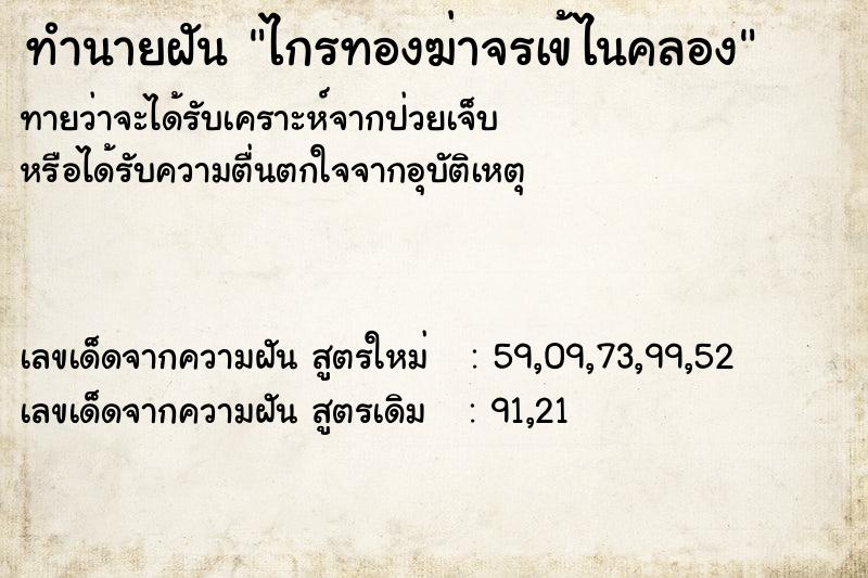 ทำนายฝันทำนายฝันไกรทองฆ่าจรเข้ไนคลอง