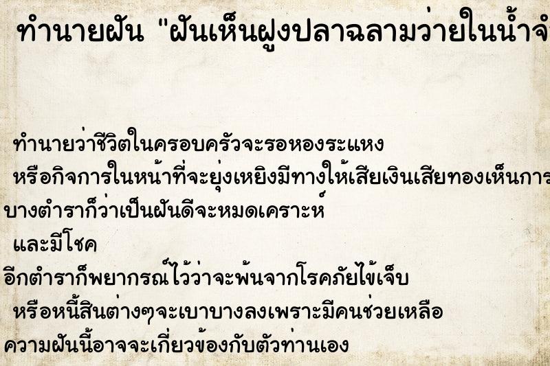 ทำนายฝัน ฝันเห็นฝูงปลาฉลามว่ายในน้ำจำนวนมาก