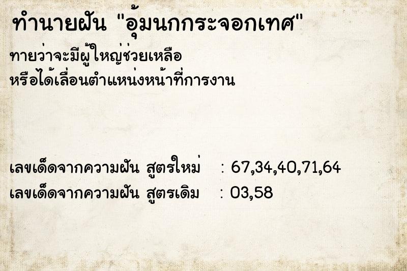 ทำนายฝัน อุ้มนกกระจอกเทศ