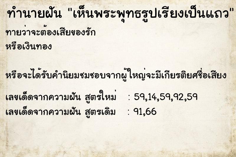 ทำนายฝัน เห็นพระพุทธรูปเรียงเป็นแถว