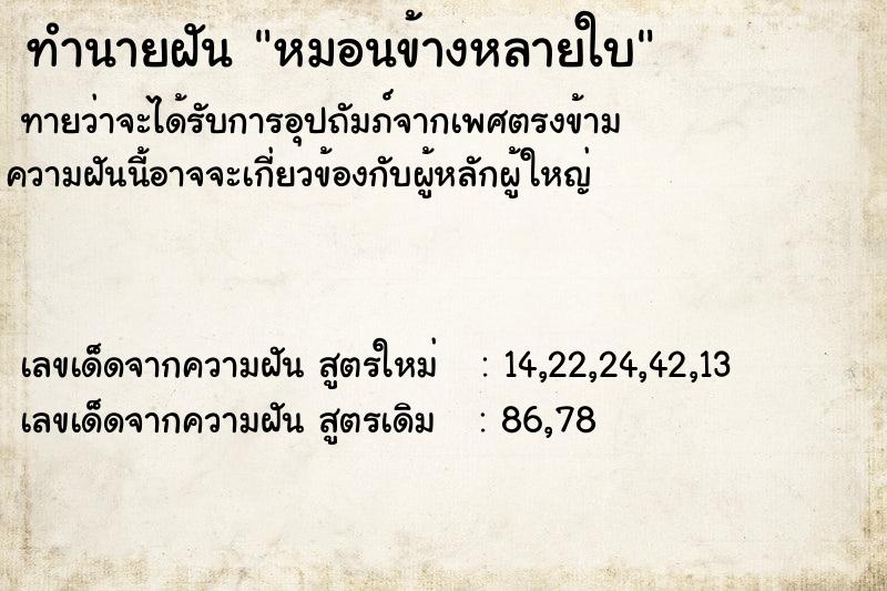 ทำนายฝันทำนายฝันหมอนข้างหลายใบ