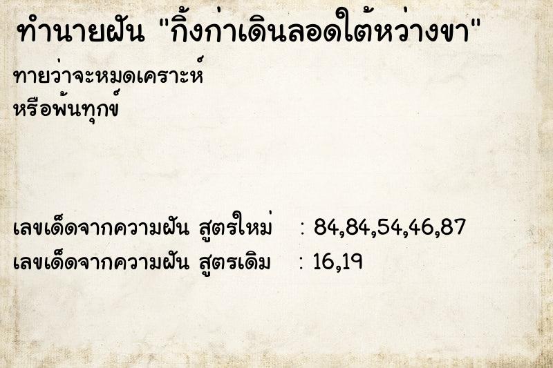 ทำนายฝันทำนายฝันกิ้งก่าเดินลอดใต้หว่างขา