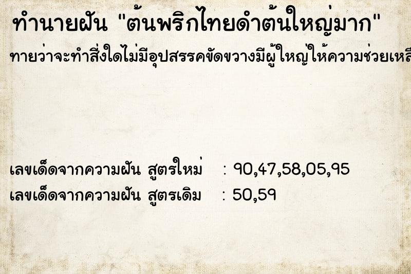 ทำนายฝันทำนายฝันต้นพริกไทยดำต้นใหญ่มาก