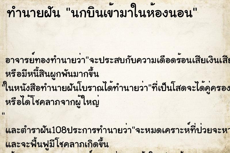 ทำนายฝัน นกบินเข้ามาในห้องนอน ตำราโบราณ แม่นที่สุดในโลก