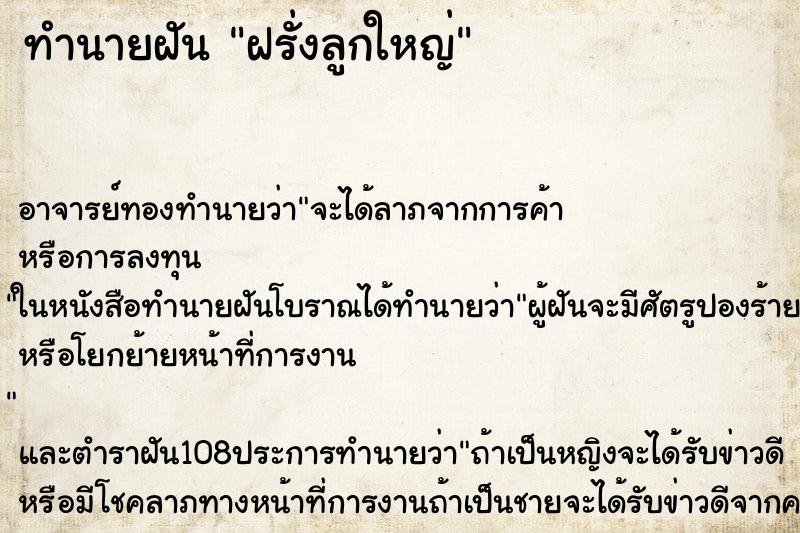 ทำนายฝัน ฝรั่งลูกใหญ่ ทำนายฝัน ฝรั่งลูกใหญ่