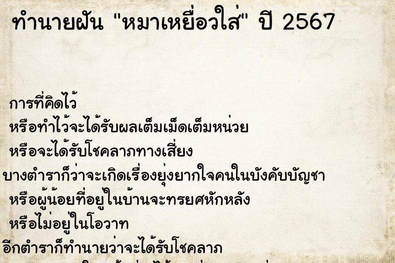 ทำนายฝันทำนายฝันหมาเหยื่อวใส่