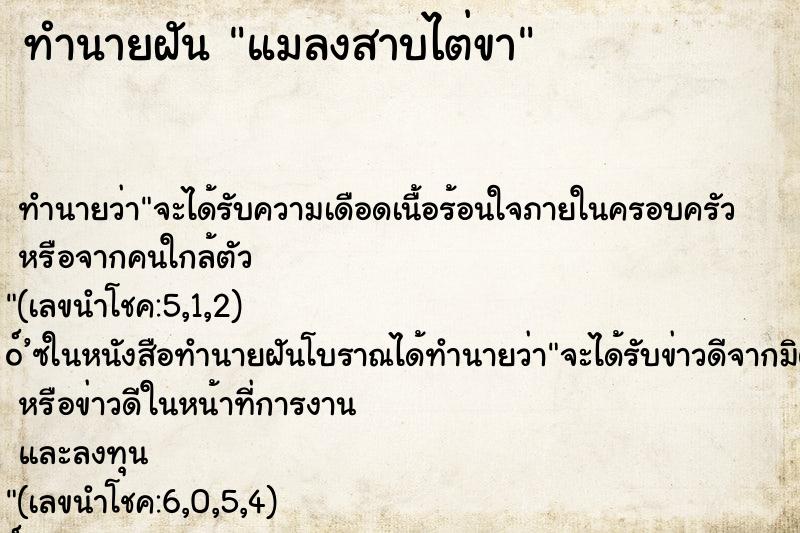 ทำนายฝัน แมลงสาบไต่ขา ตำราโบราณ แม่นที่สุดในโลก