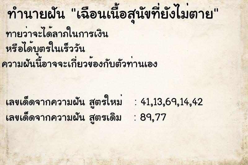 ทำนายฝันเฉือนเนื้อสุนัขที่ยังไม่ตาย ทำนายฝันทำนายฝันเฉือนเนื้อสุนัขที่ยังไม่ตาย