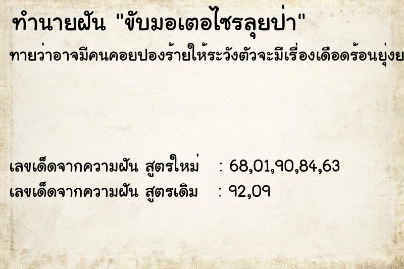 ทำนายฝันทำนายฝันขับมอเตอไซรลุยป่า