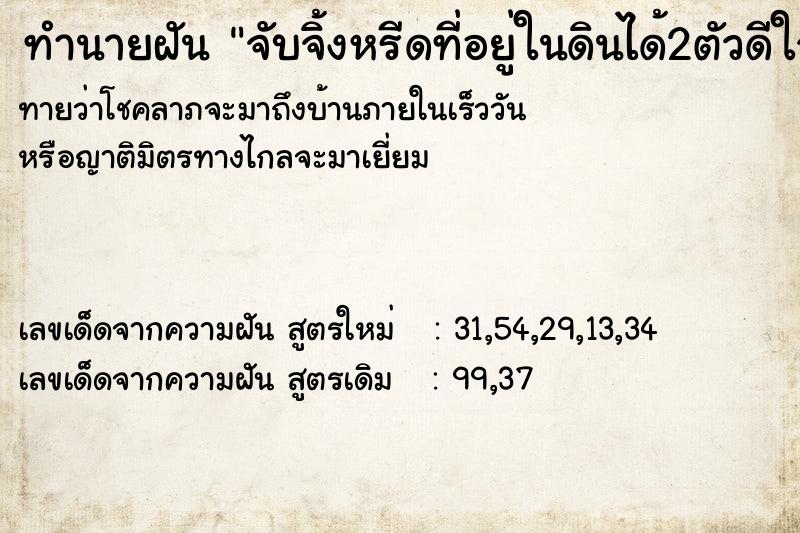 ทำนายฝันจับจิ้งหรีดที่อยู่ในดินได้2ตัวดีใจมาก ทำนายฝันทำนายฝันจับจิ้งหรีดที่อยู่ในดินได้2ตัวดีใจมาก