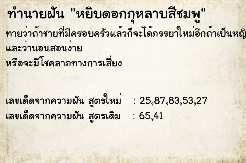 ทำนายฝันหยิบดอกกุหลาบสีชมพู ทำนายฝันทำนายฝันหยิบดอกกุหลาบสีชมพู