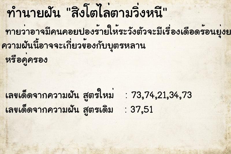 ทำนายฝันสิงโตไล่ตามวิ่งหนี ทำนายฝันทำนายฝันสิงโตไล่ตามวิ่งหนี