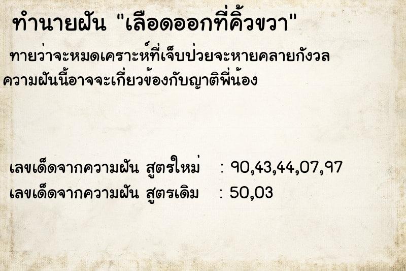 ทำนายฝันเลือดออกที่คิ้วขวา ทำนายฝันทำนายฝันเลือดออกที่คิ้วขวา