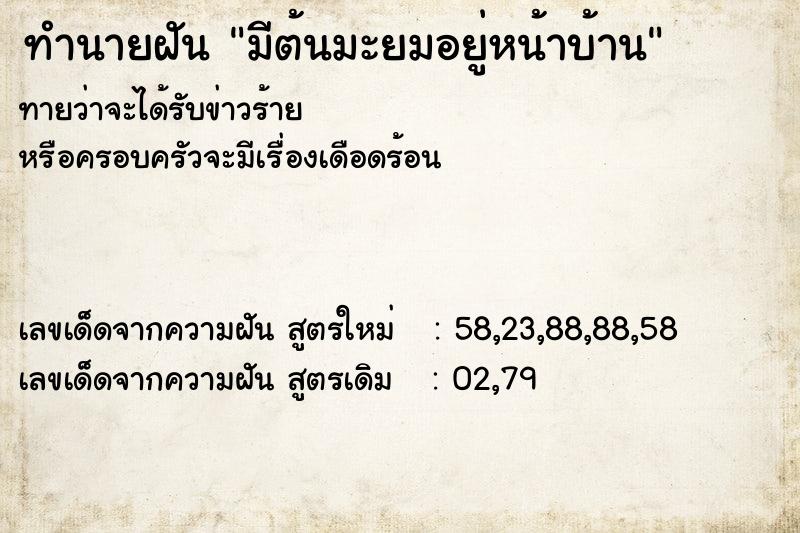 ทำนายฝันมีต้นมะยมอยู่หน้าบ้าน ทำนายฝันทำนายฝันมีต้นมะยมอยู่หน้าบ้าน