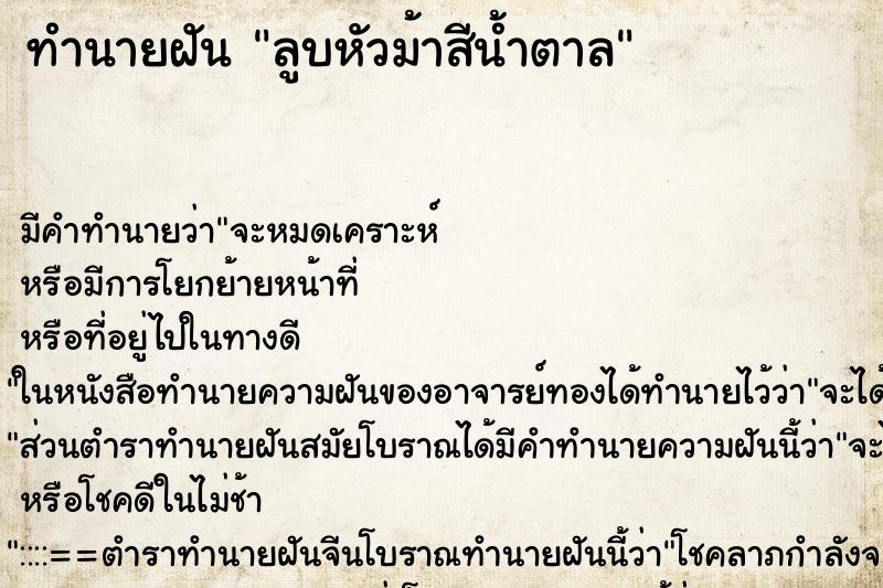 ทำนายฝัน ลูบหัวม้าสีน้ำตาล