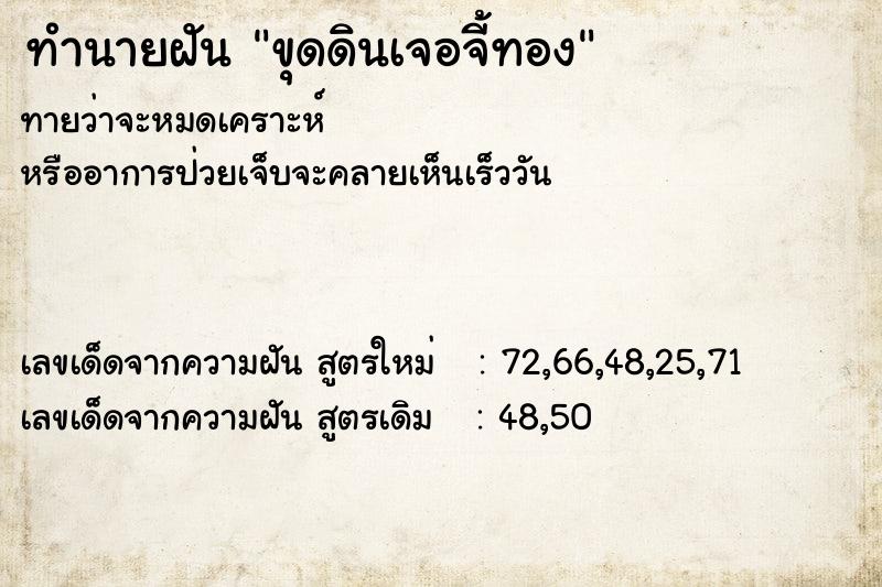 ทำนายฝัน ขุดดินเจอจี้ทอง
