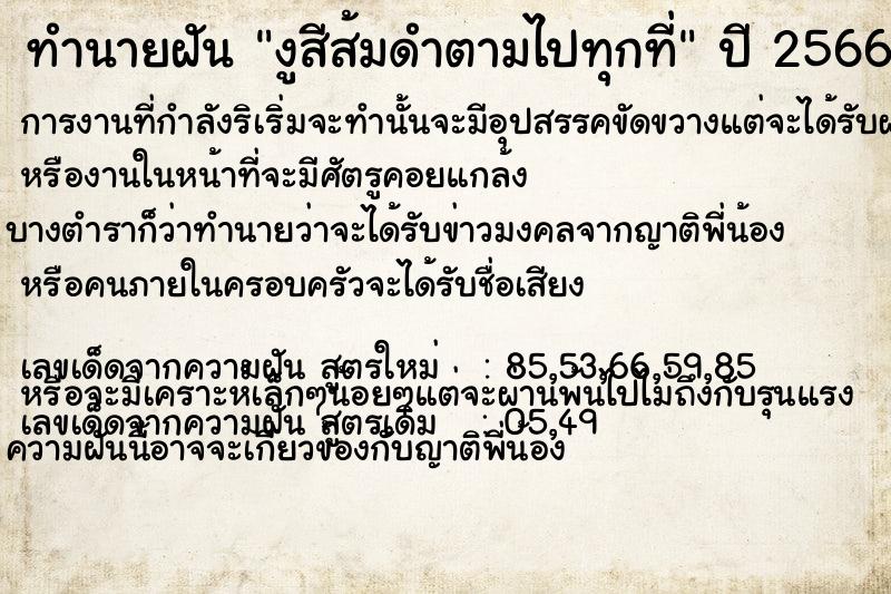 ทำนายฝันทำนายฝันงูสีส้มดำตามไปทุกที่