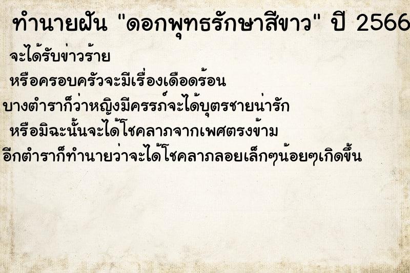 ทำนายฝัน ดอกพุทธรักษาสีขาว ตำราโบราณ แม่นที่สุดในโลก