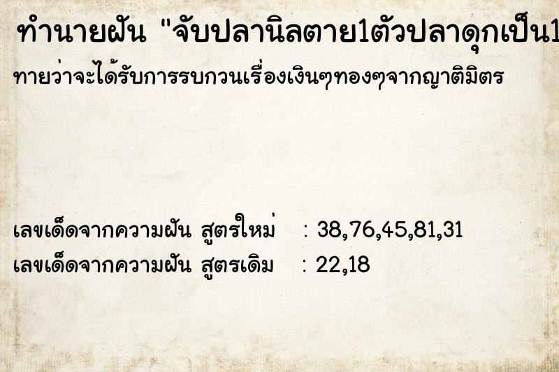 ทำนายฝันจับปลานิลตาย1ตัวปลาดุกเป็น1 ทำนายฝันทำนายฝันจับปลานิลตาย1ตัวปลาดุกเป็น1