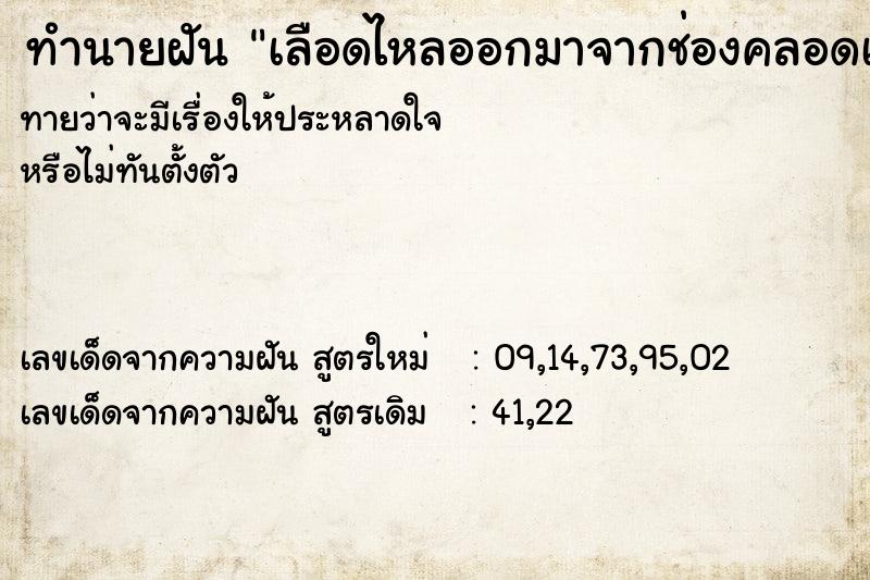 ทำนายฝัน เลือดไหลออกมาจากช่องคลอดเป็นก้อนจำนวนมาก ทำนายฝัน เลือดไหลออกมาจากช่องคลอดเป็นก้อนจำนวนมาก